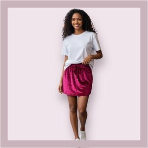 NWT BSBW Burgundy Keisha Velvet Mini Skirt Size S